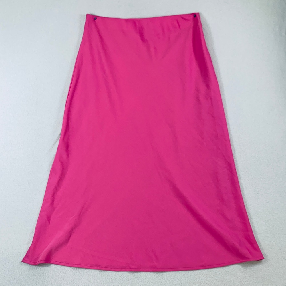 A New Day Women's Size M Pink Pull on‎ Elastic Waist Maxi Skirt Side Slit